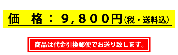 価格：9800円　商品は代金引換郵便でお送り致します。
